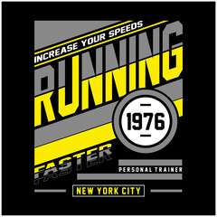 Athletic sport running typography, t-shirt graphics, vectors