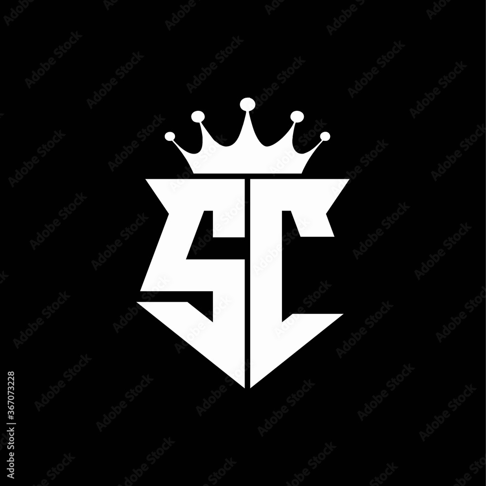 Wall mural sc logo monogram shield shape with crown design template