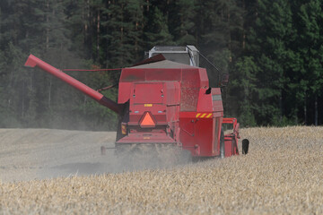combine harvester working on a field