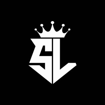 sl logo monogram shield shape with crown design template