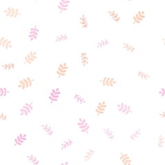 Light Pink, Yellow vector seamless doodle pattern with leaves. An elegant bright illustration with leaves in Natural style. Texture for window blinds, curtains.