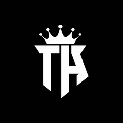 th logo monogram shield shape with crown design template © Three