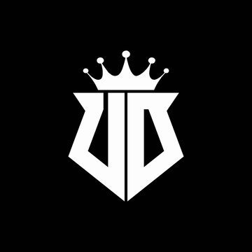 ud logo monogram shield shape with crown design template