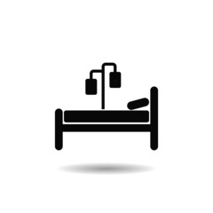 Hospital bed icon with shadow