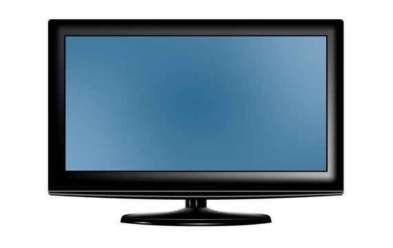 Black LED television screen blank on background. Vector