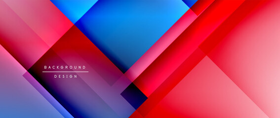 Obraz premium Square shapes composition, fluid gradient geometric abstract background. 3D shadow effects, modern design template
