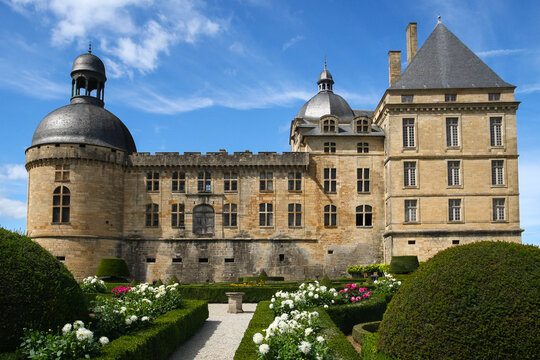 View to pretty Ch&acirc;teau de Hautefort, France