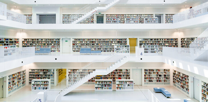 interior view of the municipal library in Stuttgart