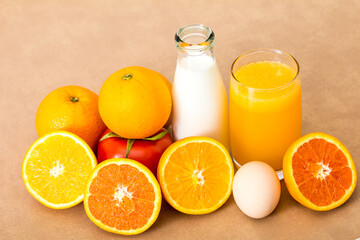 Fresh fruit milk orange juice drink