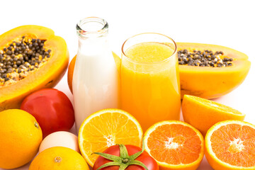 Naklejka na ściany i meble Fresh fruit milk orange juice drink