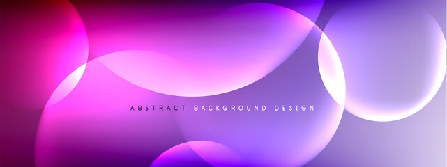 Vector abstract background liquid bubble circles on fluid gradient with shadows and light effects. Shiny design templates for text