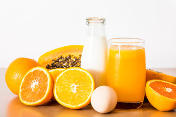 Fresh fruit milk orange juice drink