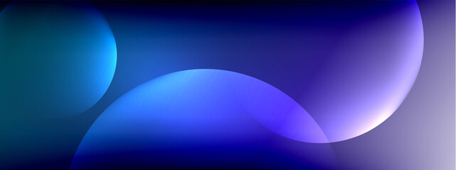 Vector abstract background liquid bubble circles on fluid gradient with shadows and light effects. Shiny design templates for text