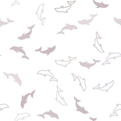 Obraz premium Light Purple, Pink vector seamless template with dolphins. Natural illustration with sea dolphins. Template for natural magazines.