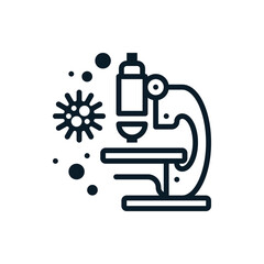 Microscope viewing germs outline icons. Vector illustration. Editable stroke. Isolated icon suitable for web, infographics, interface and apps.