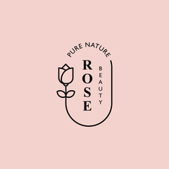 Retro rose flower logo vector for beauty fashion, salon and spa, bouquet boutique, etc - obrazy, fototapety, plakaty