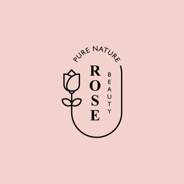 Retro rose flower logo vector for beauty fashion, salon and spa, bouquet boutique, etc