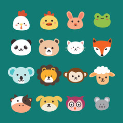 set of hand drawn vector animals with cute pastel color. collection illustration for sticker, label, tag, gift wrapping paper