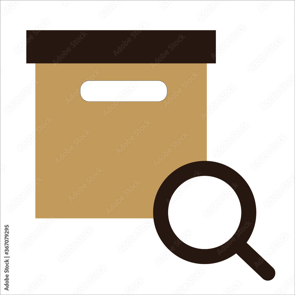 Poster flat design style box with search icon. vector line icons vector illustration, eps 10.