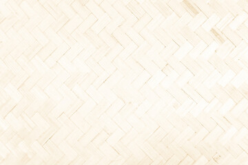 Brown mat traditional handicraft bamboo wood weave texture background. Retro woven surface pattern material for wall with antique blank furniture nature weathered vintage empty cream wallpaper board.