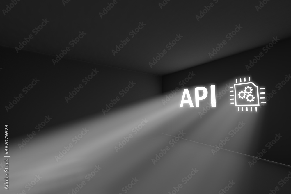 Poster api rays volume light concept 3d illustration