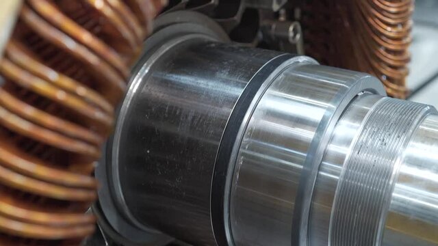 rotor electric motor factory, close-up