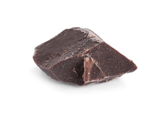 Piece of dark chocolate isolated on white