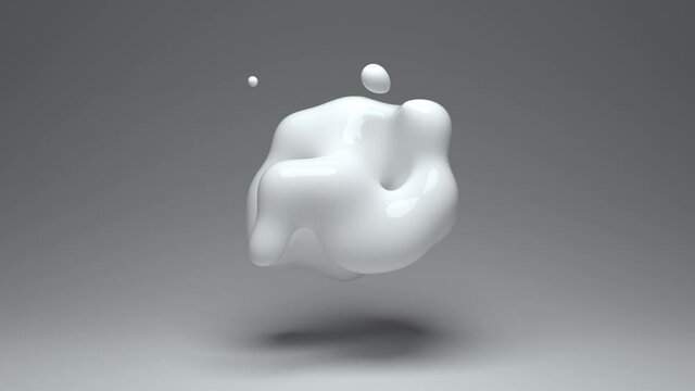 Metaball loop, abstract white blob on neutral background, seamless looping