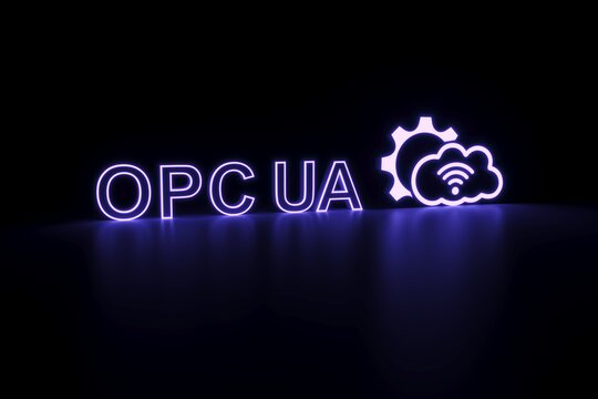 OPC UA neon concept self illumination background 3D illustration