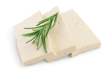 tofu cheese isolated on white background with clipping path and full depth of field,
