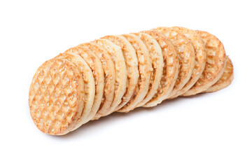 Heap of round cookies with sesame
