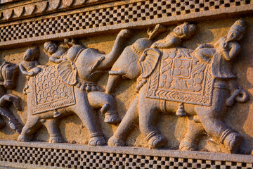 A war scene in a battle ground, Ancient Indian sculptures