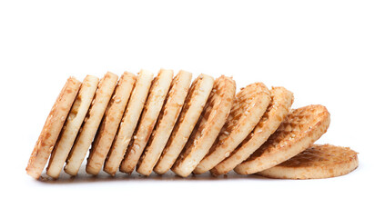 Heap of round cookies with sesame