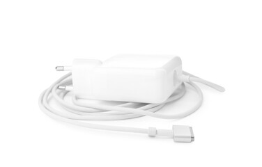 Laptop charger isolated on white. Modern technology