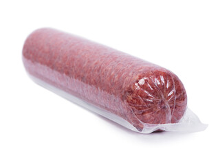 Vacuum packed salami sausage