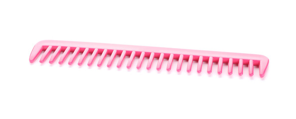 New pink hair comb isolated on white