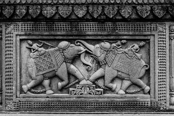 A war scene in a battle ground, Ancient Indian sculptures