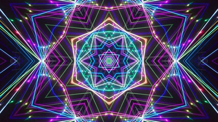 Abstract Hex Kaleidoscopic Fractal Design For Background. Decorative Graphic Illustration with mandala Pattern. Multicolor Symmetrical Modern art for Decorative Phone Wallpaper. Bright Digital Art.