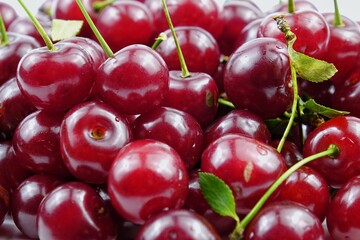 Freshly picked ripe cherries