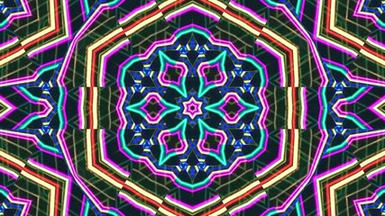 Abstract Hex Kaleidoscopic Fractal Design For Background. Decorative Graphic Illustration with mandala Pattern. Multicolor Symmetrical Modern art for Decorative Phone Wallpaper. Bright Digital Art.