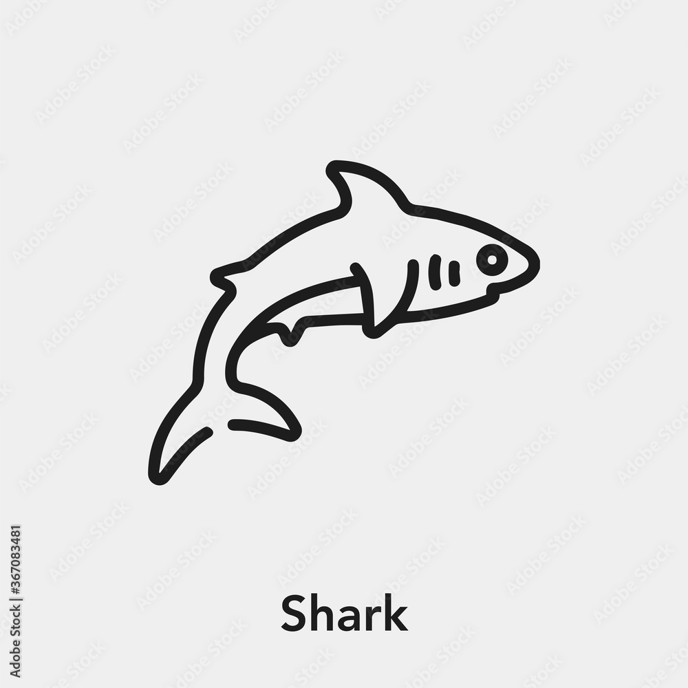 Poster shark icon vector. linear style sign for mobile concept and web design. shark symbol illustration. p