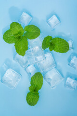 Cool and transparent ice cubes in summer