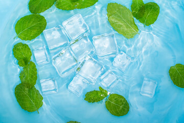 Cool and transparent ice cubes in summer