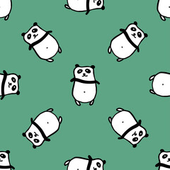 Seamless hand drawn pattern with pandas.