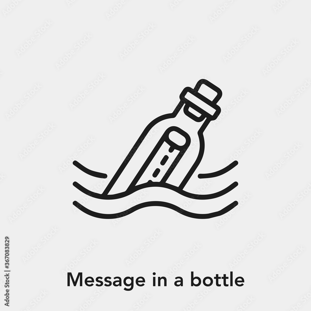 Poster message in a bottle icon vector. linear style sign for mobile concept and web design. message in a b
