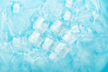 Cool and transparent ice cubes in summer