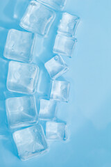 Cool and transparent ice cubes in summer