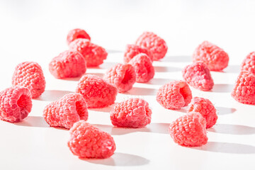 Fresh red raspberry berries