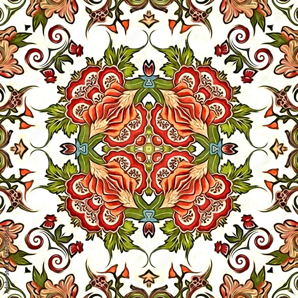 Aufkleber abstract decorative multicolor texture kaleidoscopic pattern computer generated fractal design.