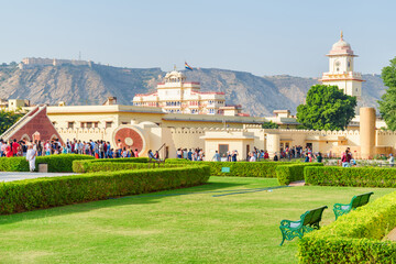Wonderful view of scenic garden at the Jantar Mantar, Jaipur